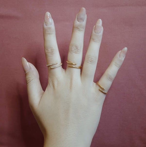Infinite Stacking Ring Trio in Gold on model