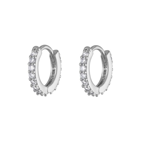 Mini Eternity Hoop Earrings in Sterling Silver