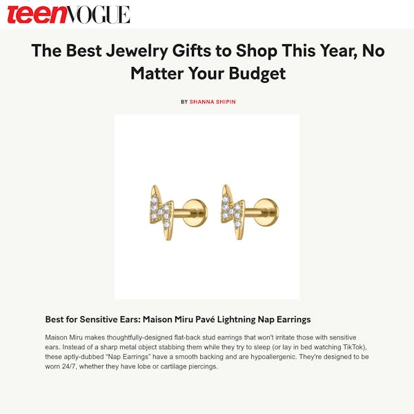 Our Pave Lightning Nap Earrings as seen in Teen Vogue