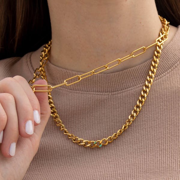 Infinite Necklace in Gold on model