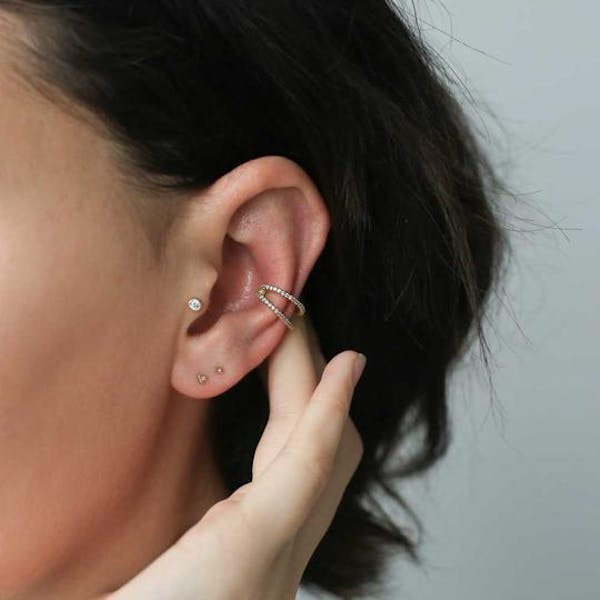 Mini Gold Heart Threaded Flat Back Earring, .5GMS