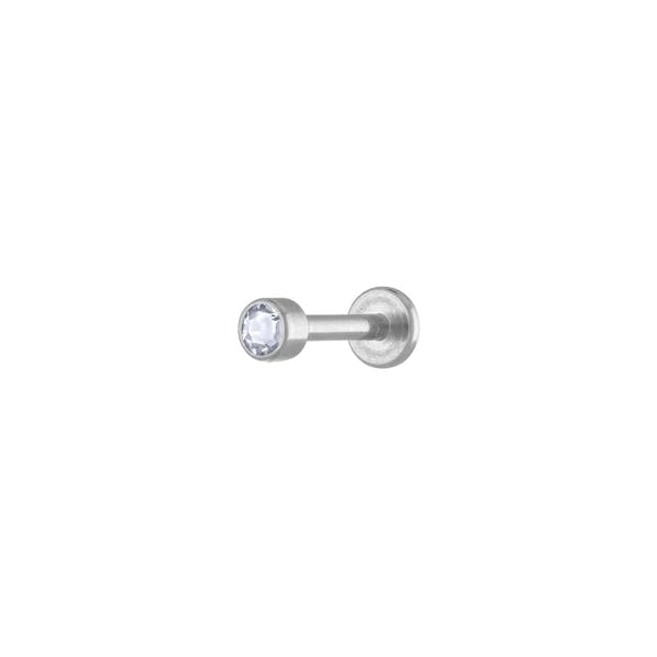 Tiny Crystal Threaded Flat Back Earring in Silver
