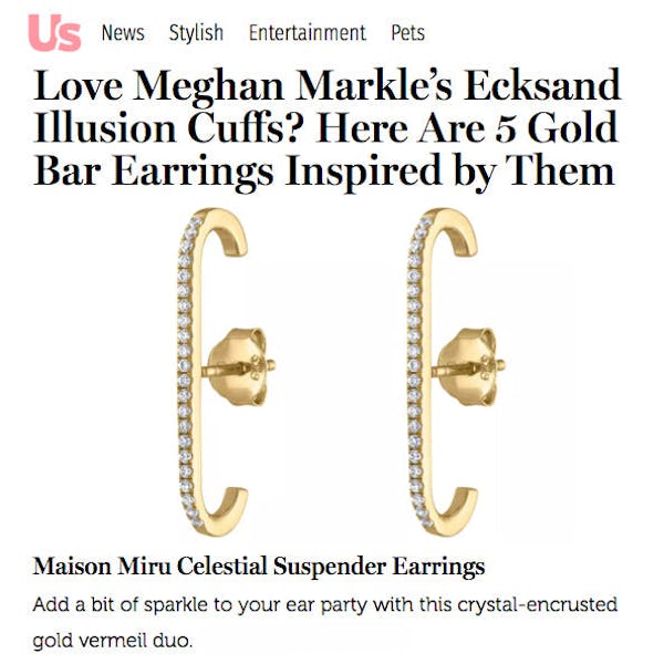 Celestial Suspender Earrings in Gold Vermeil as seen on US