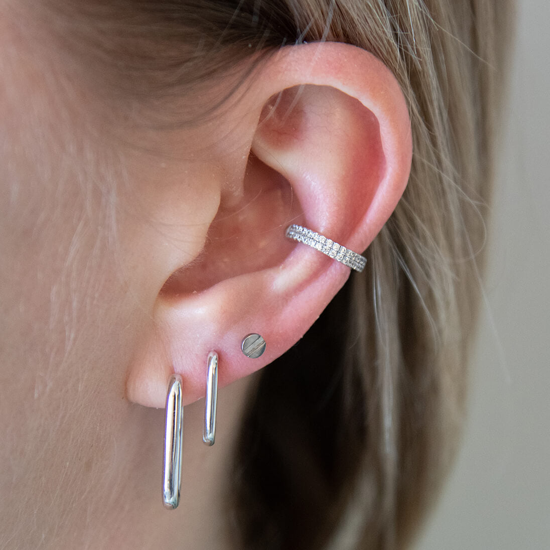 Heart ear piercing labret stud earring 16g flat back titanium internal   Siren Body Jewelry
