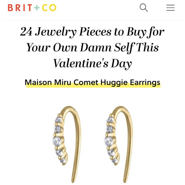 Our Comet Huggie Earrings in 14K Gold as seen on Brit+Co
