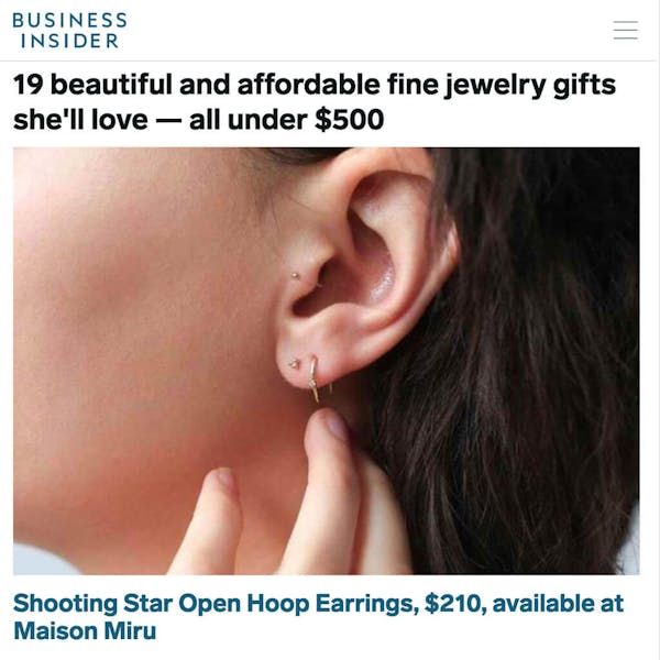 Shooting Star Open Hoops in 14K Gold as seen on Business Insider
