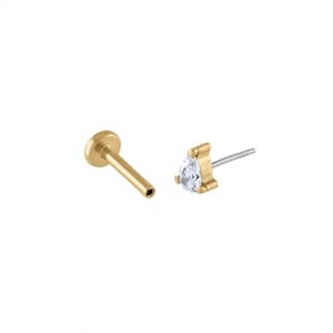 Celestial Dewdrop Push Pin Flat Back Earring in Gold