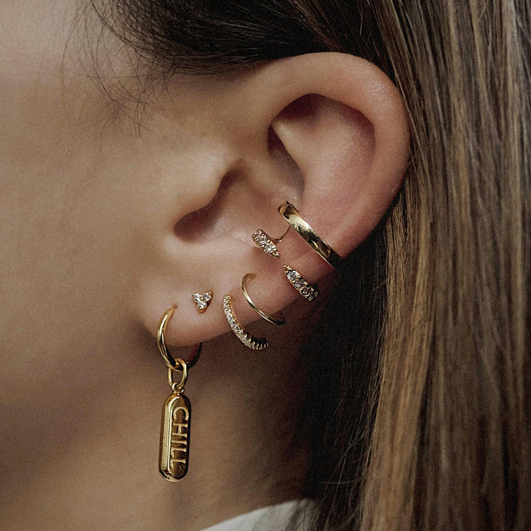 Maison Miru Trinity Ball Earrings Gold Hoops With Diamond Balls 2025