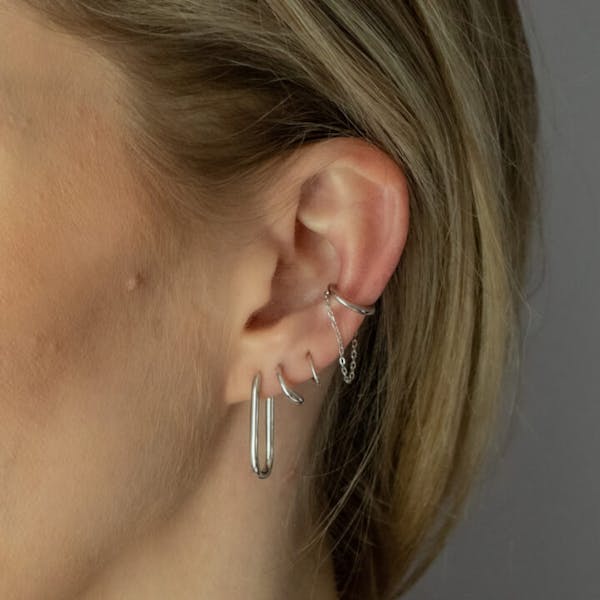 Classic Twirl Earrings in Sterling Silver on model