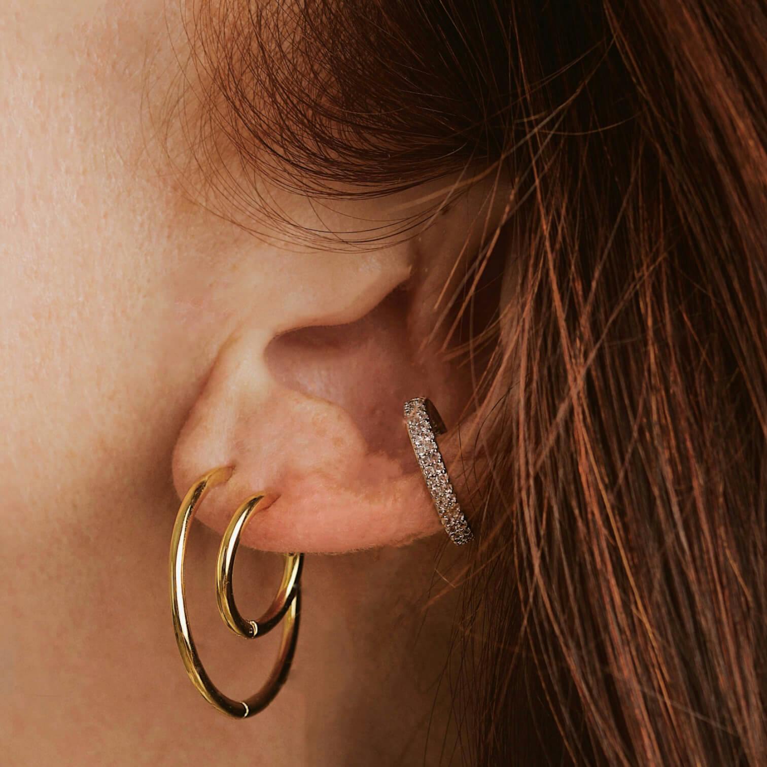 Classic Hoops in Sterling Silver on model