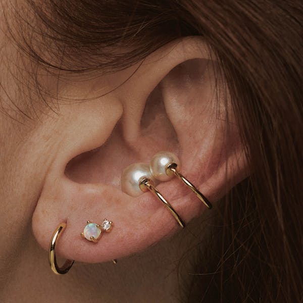 Wish and Hope Opal Studs on model