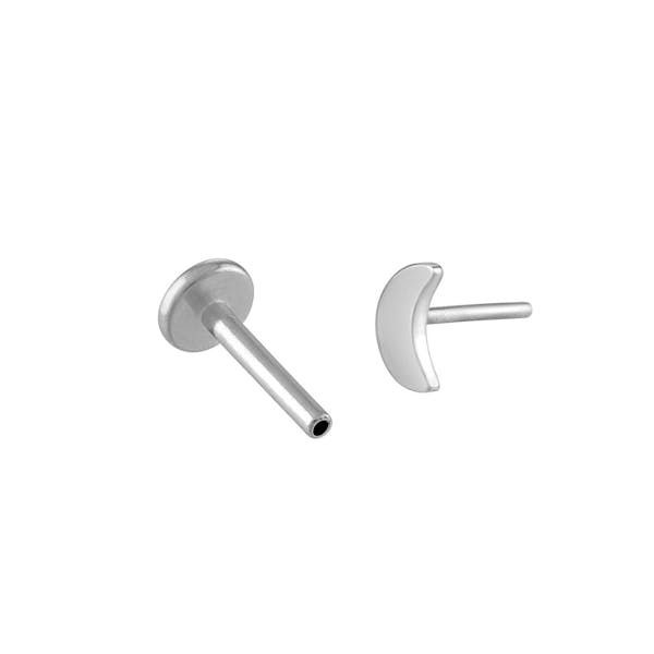 Bolt Push Pin Flat Back Earring, Titanium - Silver / 20g: Lobe and Nose Piercings / 6mm at Maison Miru