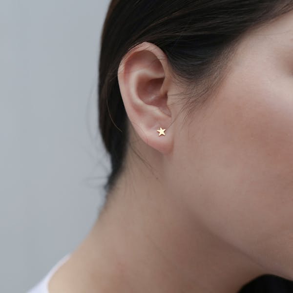 Classic Moon and Star Studs on model