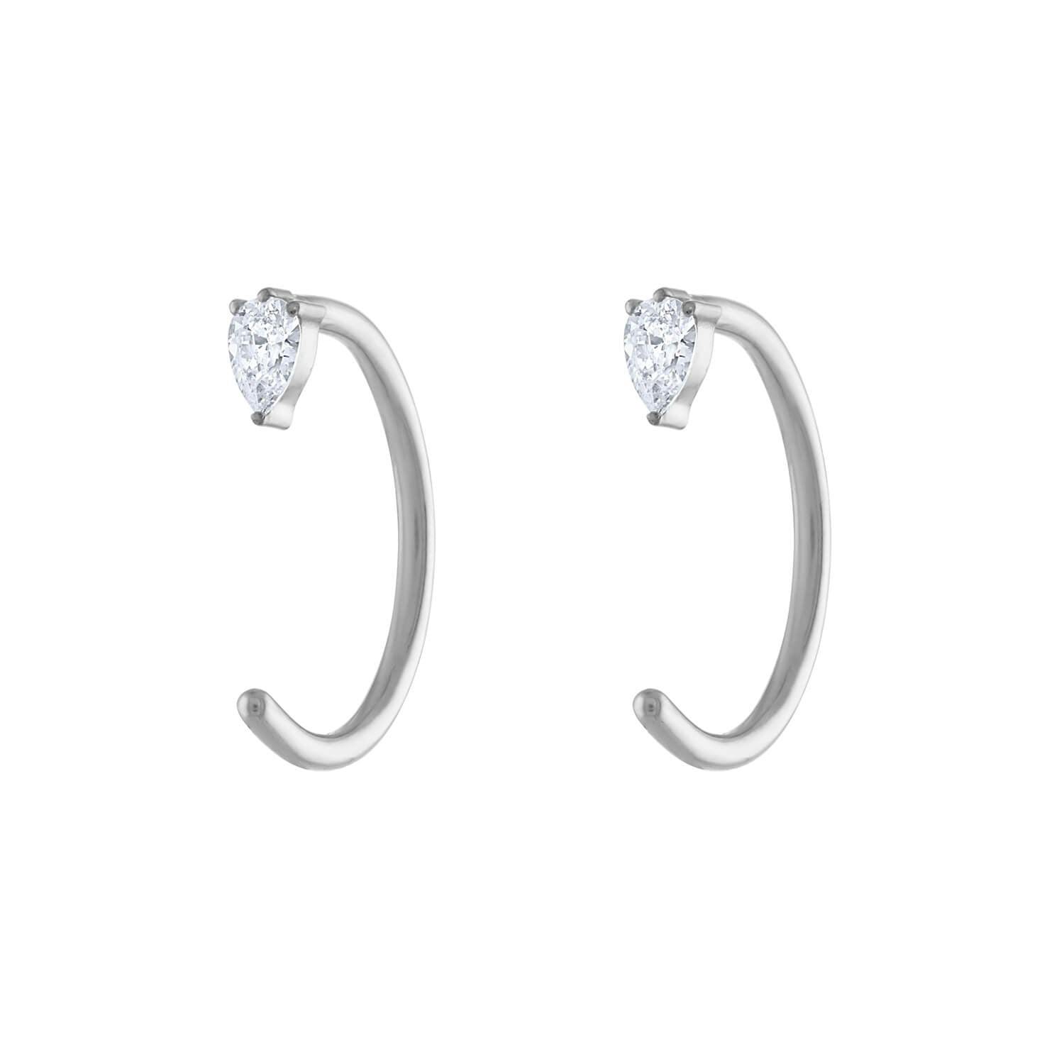 Dewdrop Huggie Earrings in Titanium (Silver)