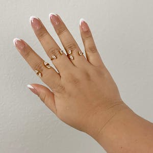 Floating Dewdrop Stacking Ring Trio in Gold on model
