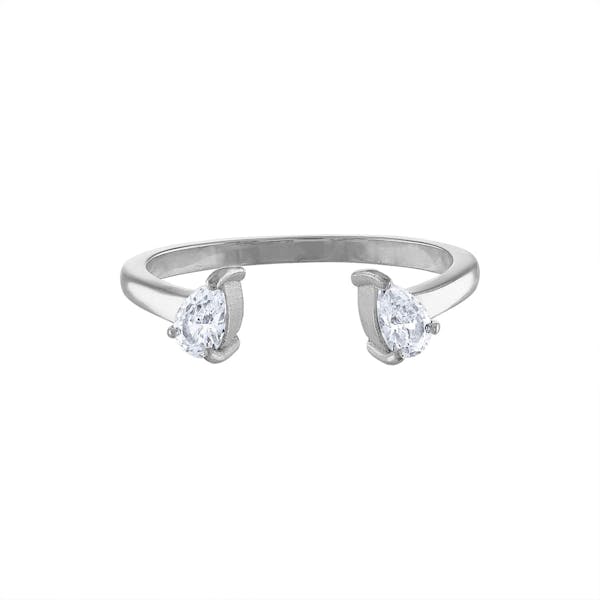 Floating Dewdrop Stacking Ring II in Silver