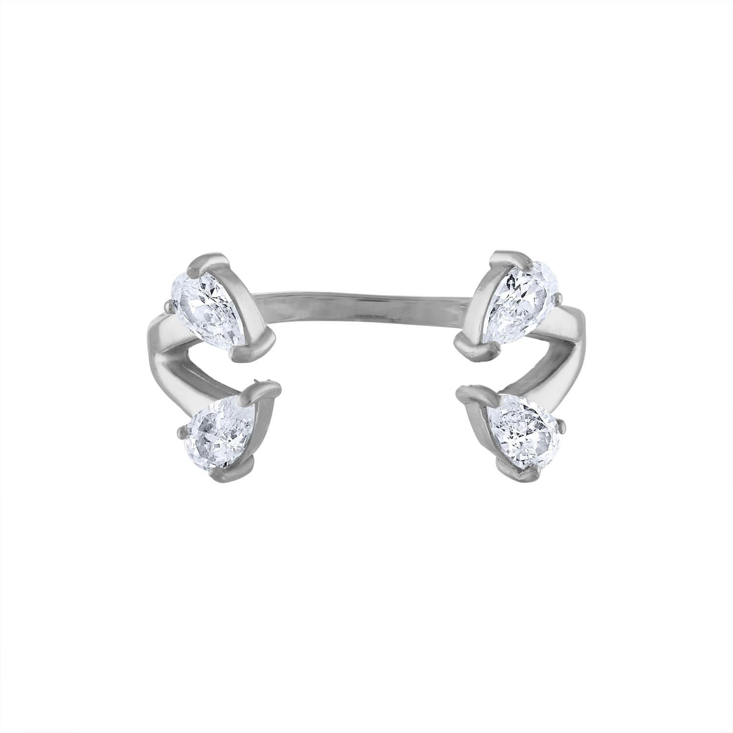 Floating Dewdrop Stacking Ring IV in Silver