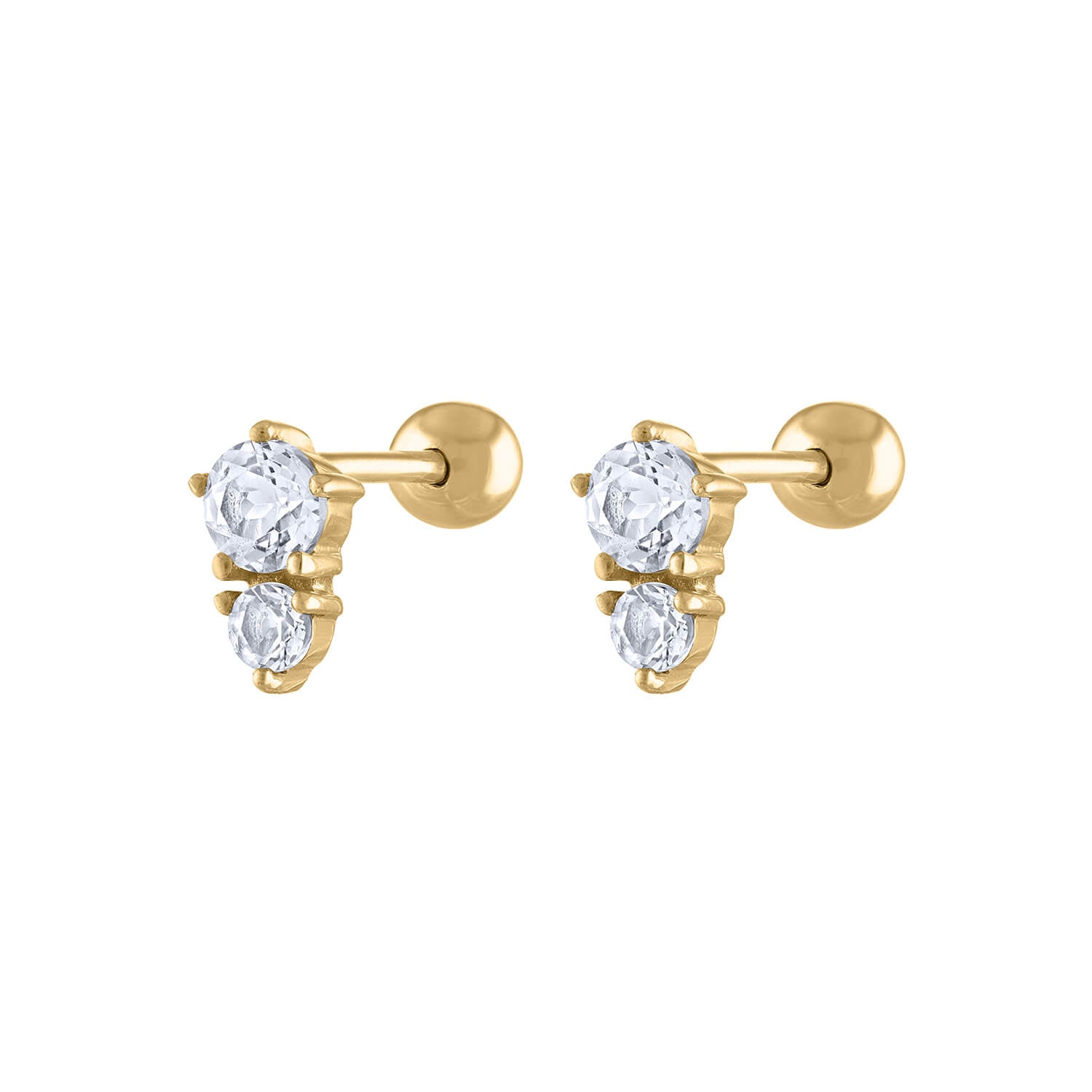 Solid Gold Ball Back Earrings