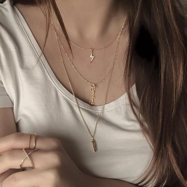 Muse Necklace in 14k Gold Fill on model