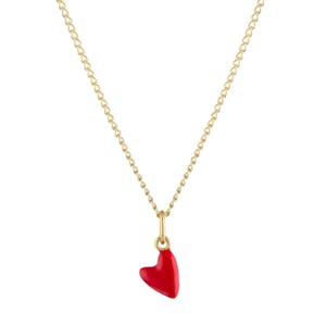 Itty Bitty Red Heart Charm Necklace in Gold