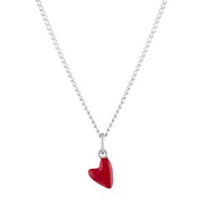 Itty Bitty Red Heart Charm Necklace in Sterling Silver