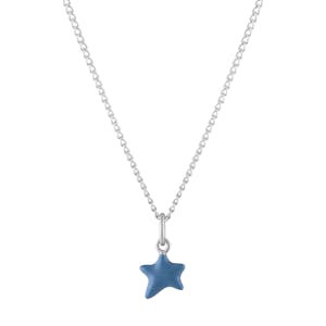 Itty Bitty Turquoise Wishing Star Charm Necklace in Sterling Silver