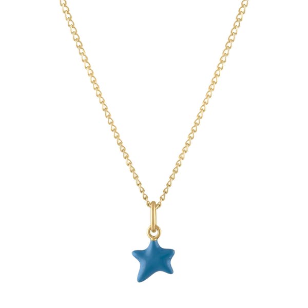 Itty Bitty Turquoise Wishing Star Charm Necklace in Gold