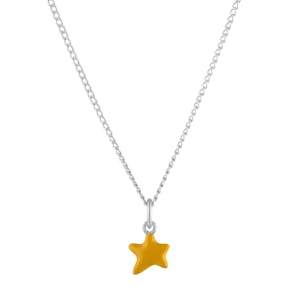 Itty Bitty Yellow Wishing Star Charm Necklace in Sterling Silver