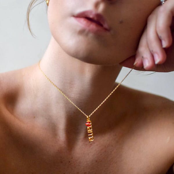 Mama Charm in Gold Vermeil on model