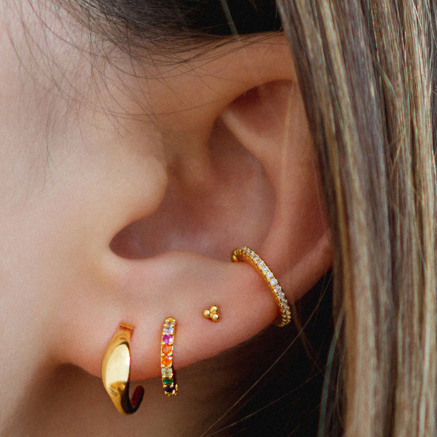 La Tua Luce  Piercing  Single Clicker Earring Gold Cartilage   LaTuaLuceJewelry