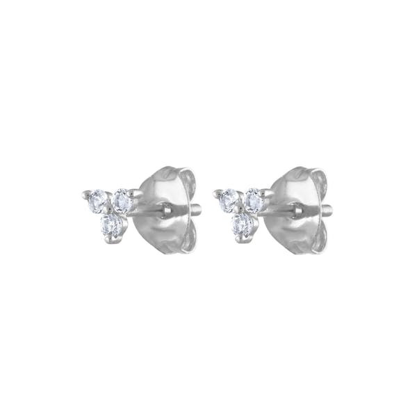 Mini Crystal Trinity Studs in Sterling Silver