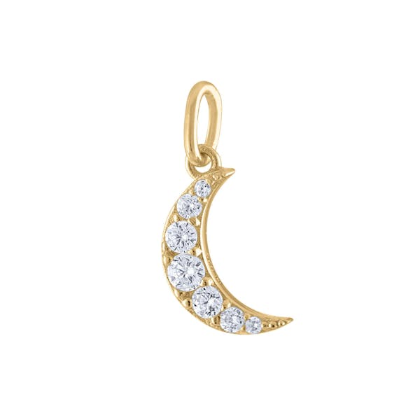 Mini Pave Moon Charm in Gold Vermeil