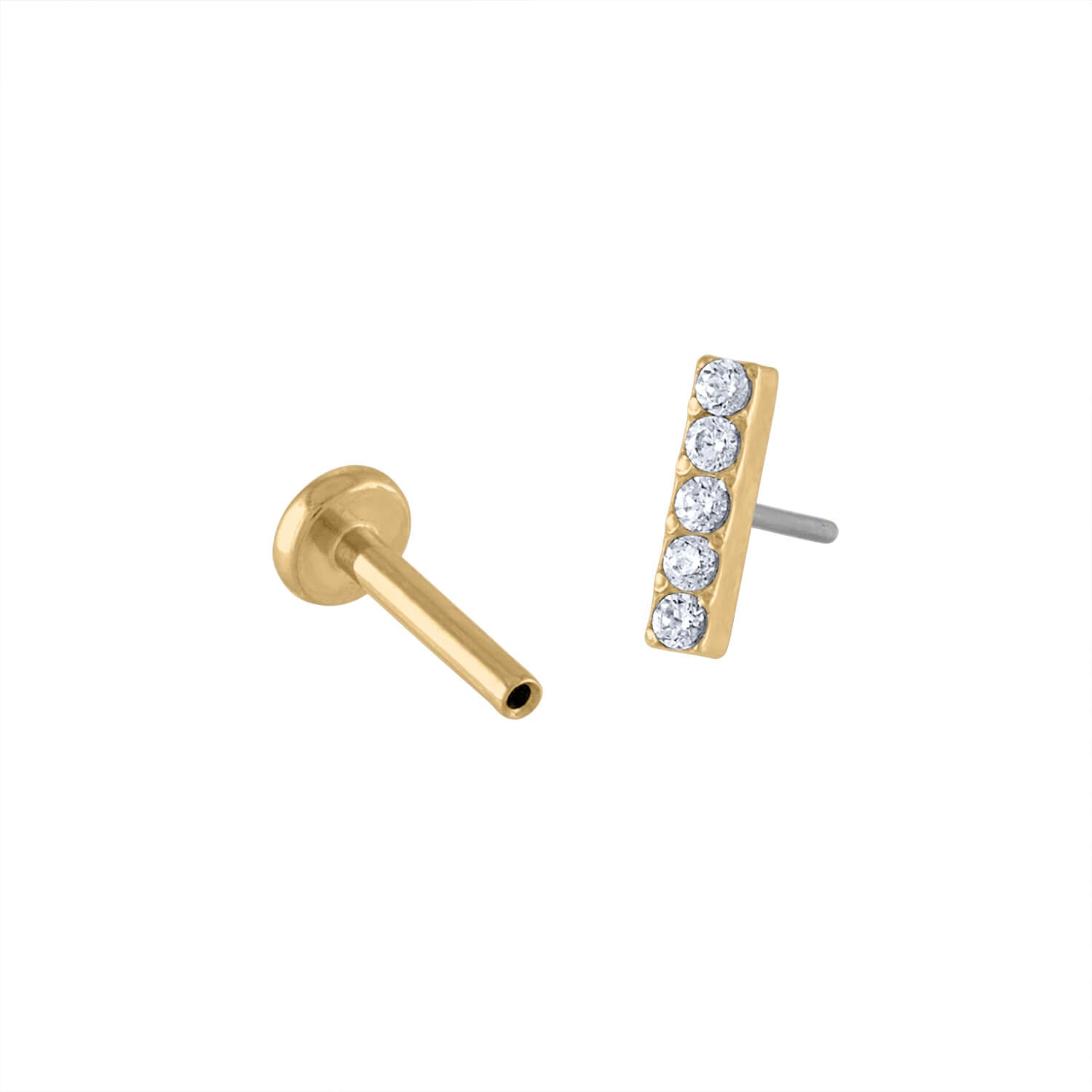 Pave Bar Push Pin Flat Back Earring