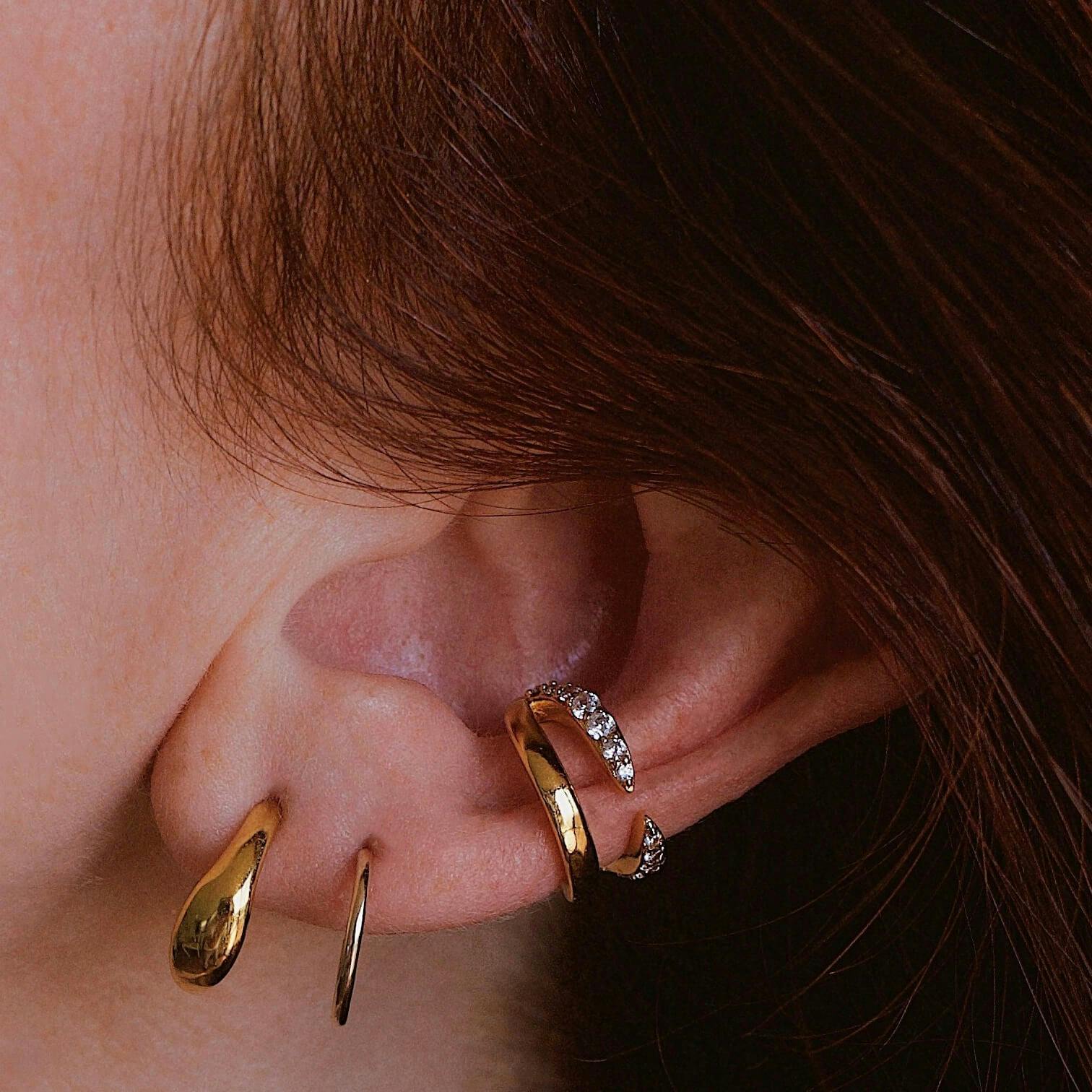 Rebel Ear Cuff in Sterling Silver on model