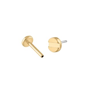 Bolt Push Pin Flat Back Earring in Gold