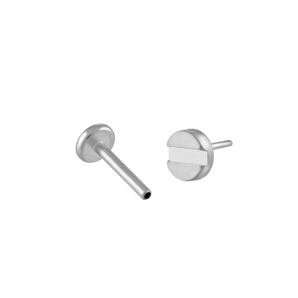 Bolt Push Pin Flat Back Earring in Silver