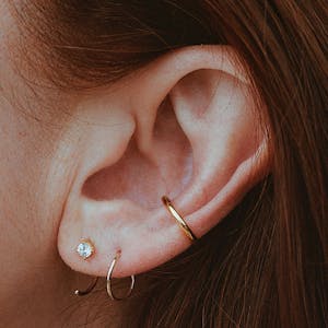 Initial 14K Gold Flat Back Helix Cartilage Stud or Tragus Earring - 14K  Yellow Gold / A