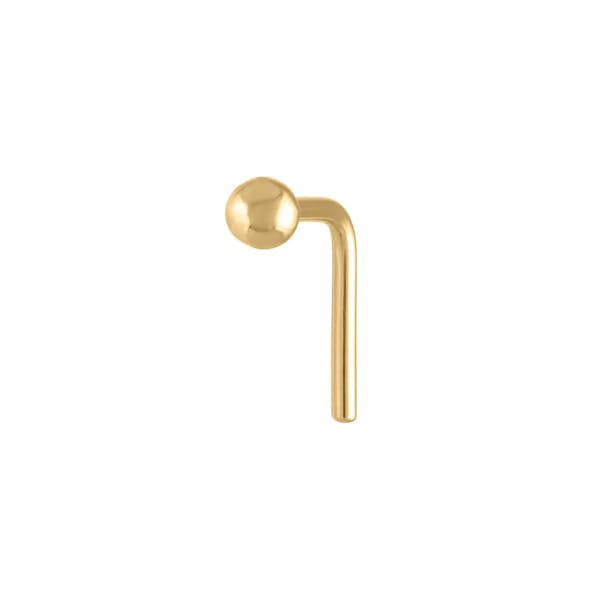 Tiny Secret Stud L-Shape Nose Ring in 14k Gold