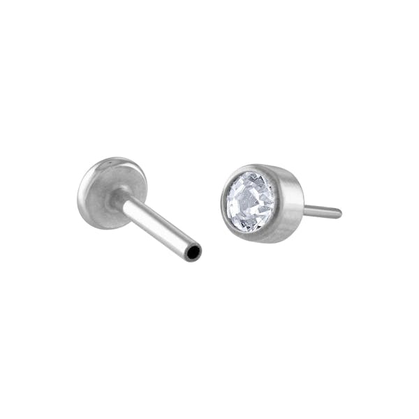 Bolt Push Pin Flat Back Earring, Titanium - Silver / 20g: Lobe and Nose Piercings / 6mm at Maison Miru