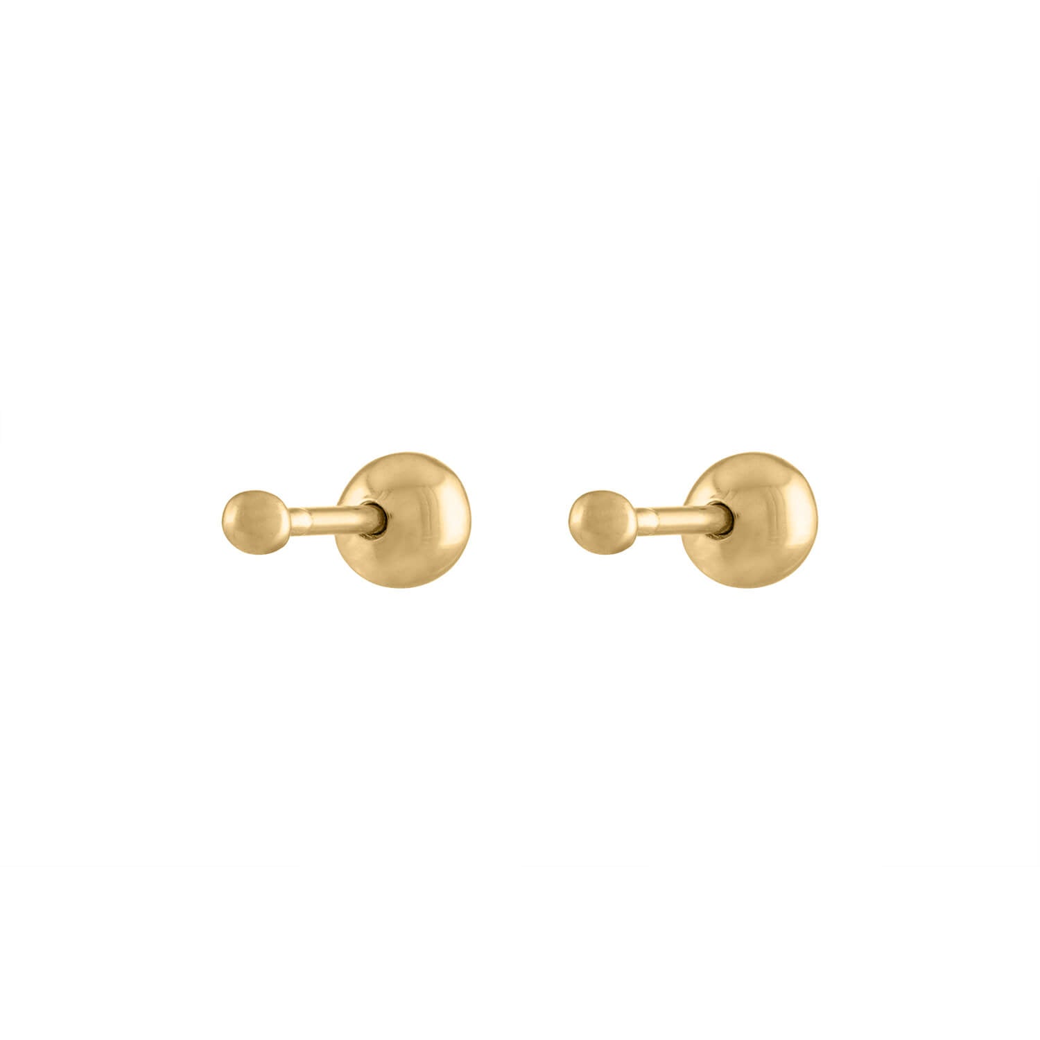 Tiny Secret Ball Back Earrings in 14k Gold