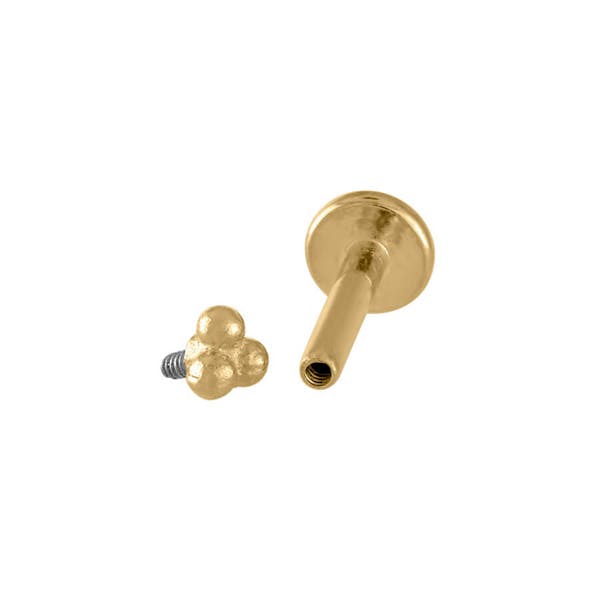 14K Gold Trinity Threaded Flat back Stud with Easy Guide Pin
