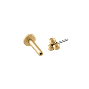 Tiny Trinity Push Pin Flat Back Earring in Gold