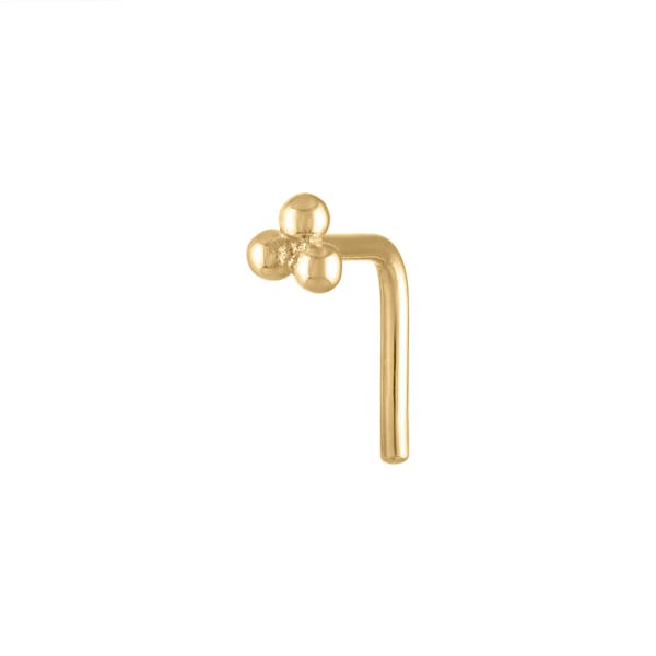 Tiny Trinity Stud L-Shape Nose Ring in 14k Gold